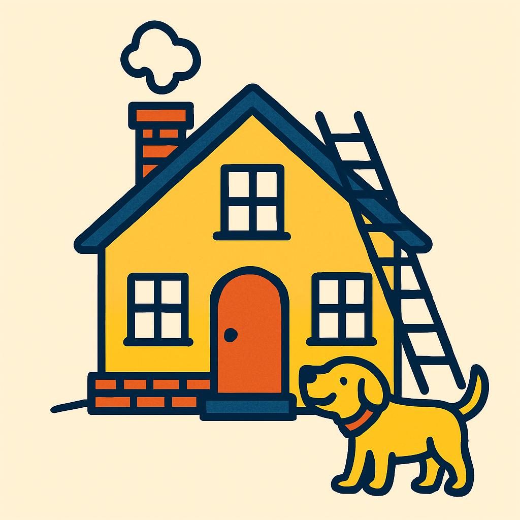Drawing of a house with a chimney